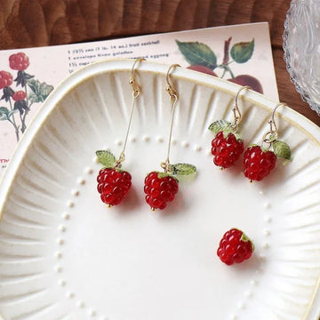 DAIIIBABYYY  -  Raspberry Earrings Cute Fruit Aesthetic Handmade